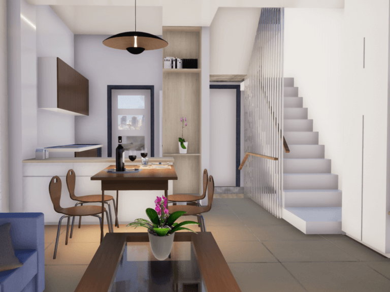 北歐風設計宅-3D模擬-餐廳(白天)